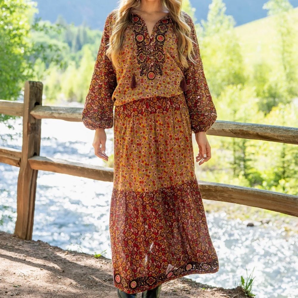 Natural Life boho top & skirt set 2 pieces